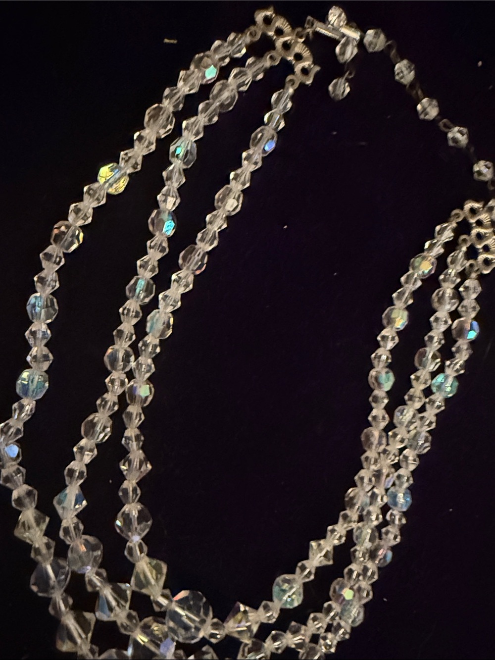 Crystal Multi-Strand Necklace in Clear with Iridescent Accents